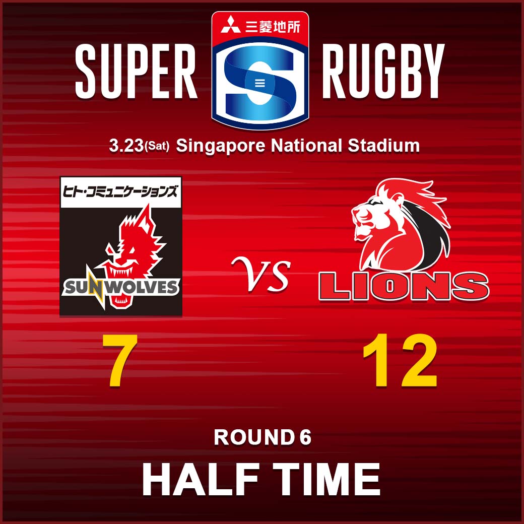 HALF TIME<br>
スーパーラグビー2019 ROUND6 vs.ライオンズ