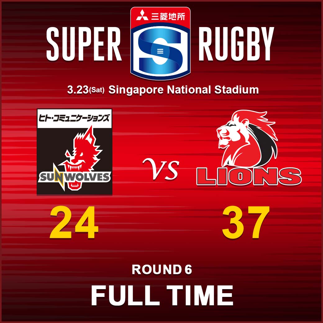 FULL TIME<br>
スーパーラグビー2019 ROUND6 vs.ライオンズ