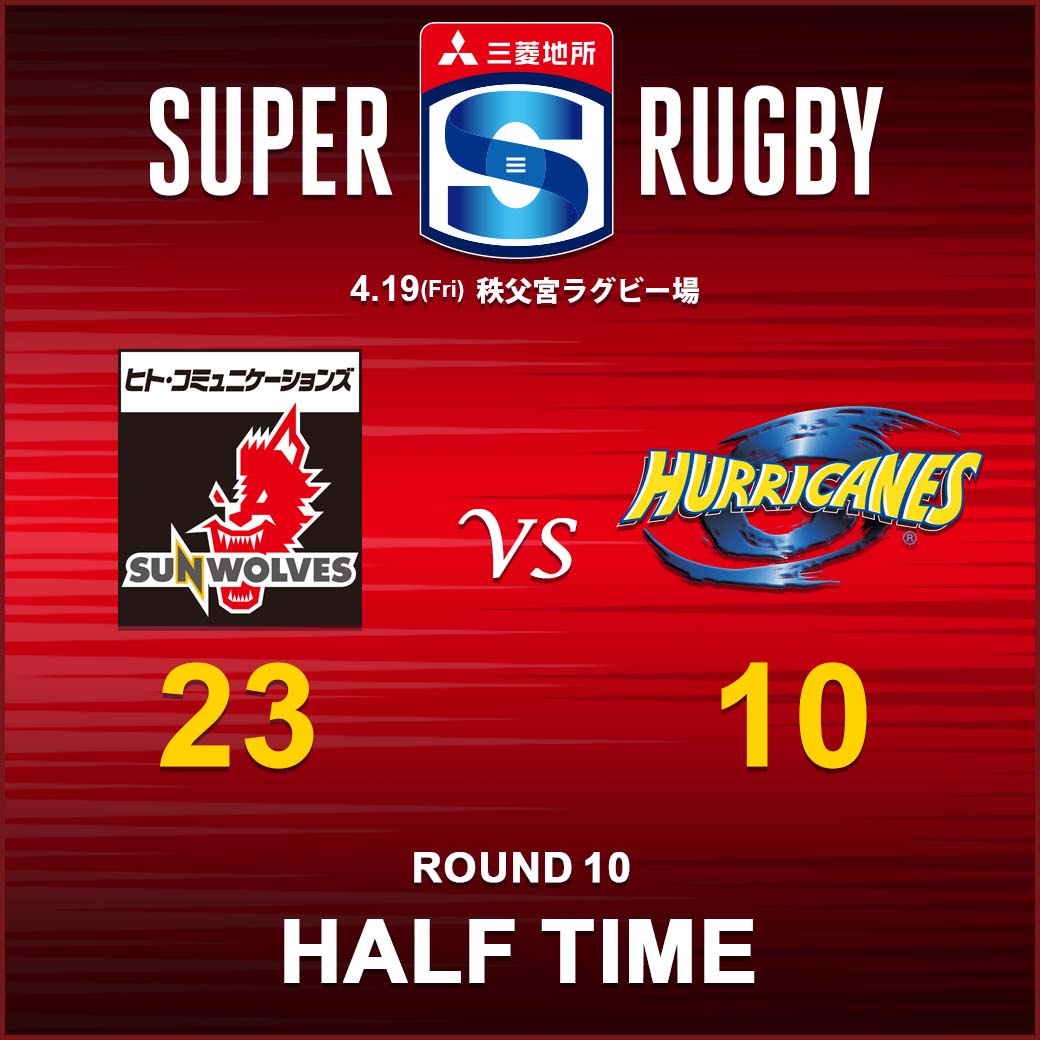 HALF TIME<br>
SUPER RUGBY 2019 ROUND 10 : vs.HURRICANES