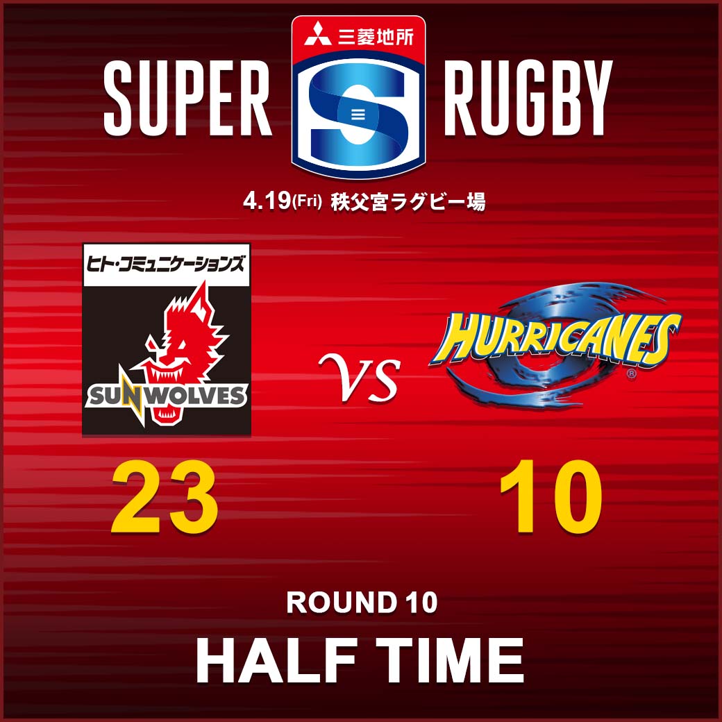 HALF TIME<br>
スーパーラグビー2019 ROUND10 vs.ハリケーンズ