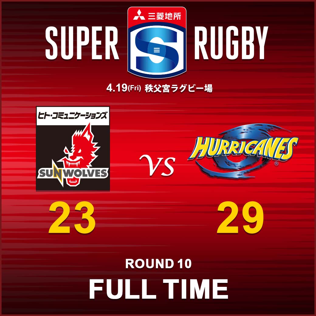 FULL TIME<br>
SUPER RUGBY 2019 ROUND 10 : vs.HURRICANES