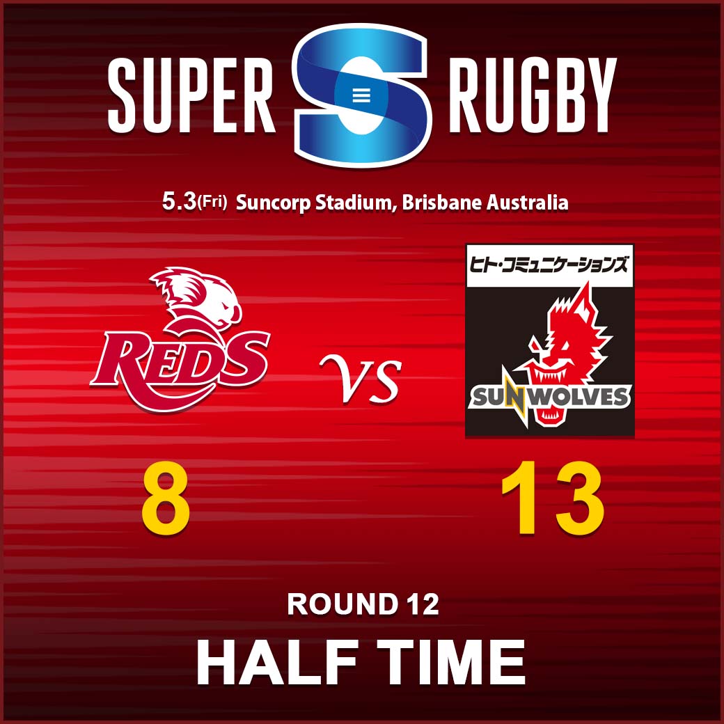 HALF TIME<br>
SUPER RUGBY 2019 ROUND 12 vs.REDS