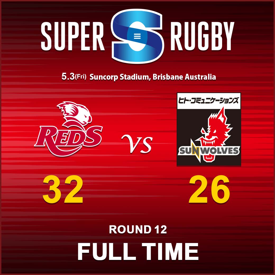 FULL TIME<br>
SUPER RUGBY 2019 ROUND 12 vs.REDS