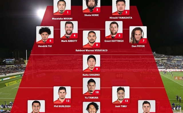 Starting line-up<br>
SUPER RUGBY 2019 ROUND 13 : vs.BRUMBIES