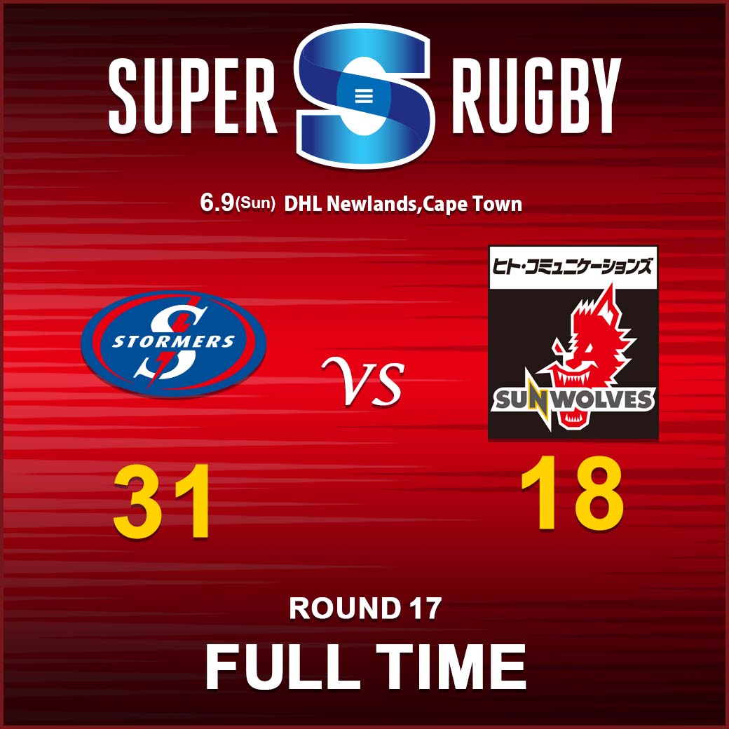 FULL TIME<br>
SUPER RUGBY 2019 ROUND 17 vs.STORMERS