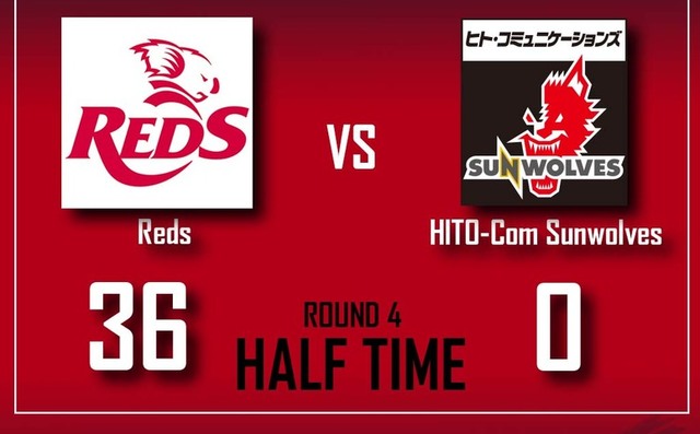 HALF TIME<br>
SUPER RUGBY 2020 Round 4 vs Reds