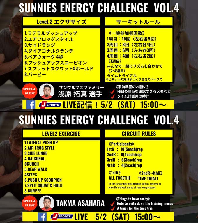 「SUNWOLVES ENERGY CHALLENGE PROJECT Vol.4」トレーニング内容公開