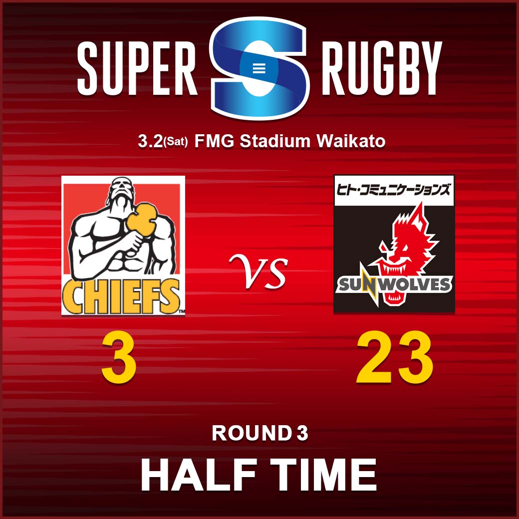HALF TIME<br>
SUPER RUGBY 2019 ROUND3 : vs.CHIEFS