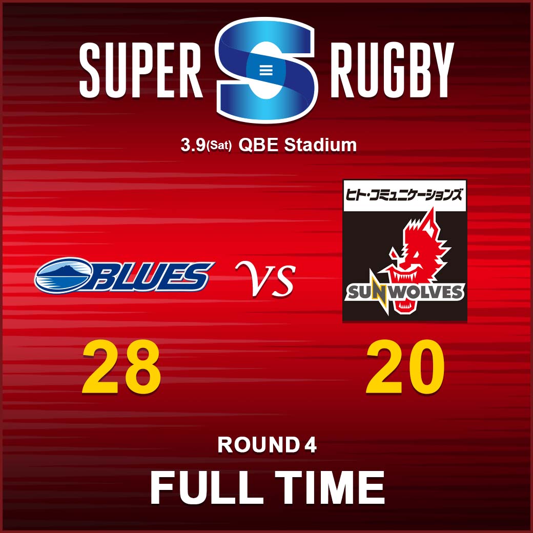 FULL TIME<br>
SUPER RUGBY 2019 ROUND 4 : vs.BLUES