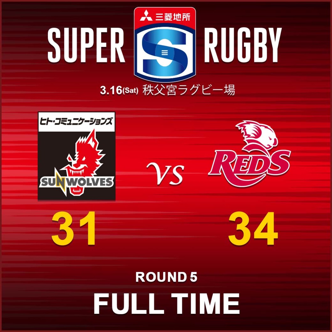 FULL TIME<br>
SUPER RUGBY 2019 ROUND 5 : vs.REDS 